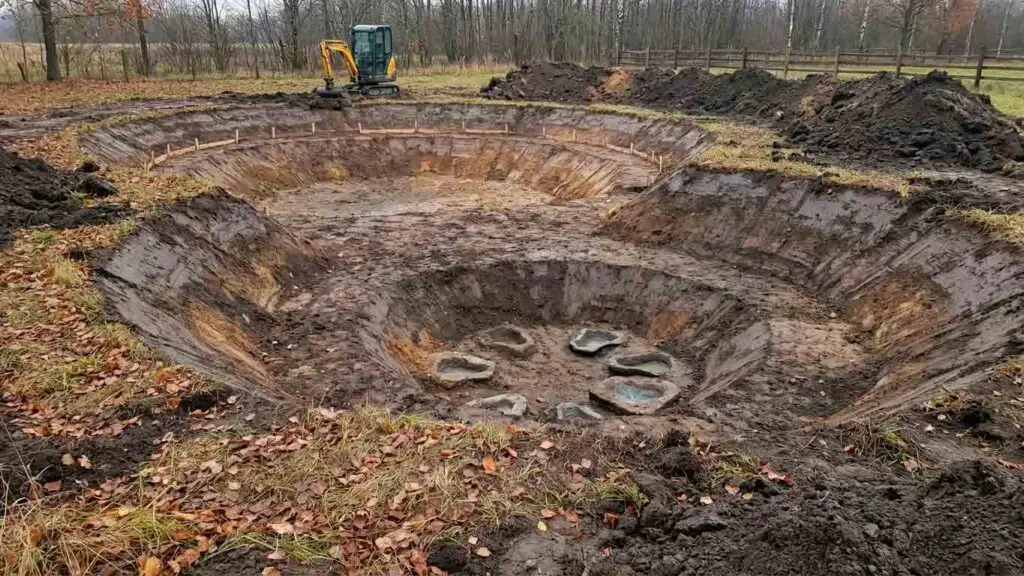 tvenkinių kasimo technika