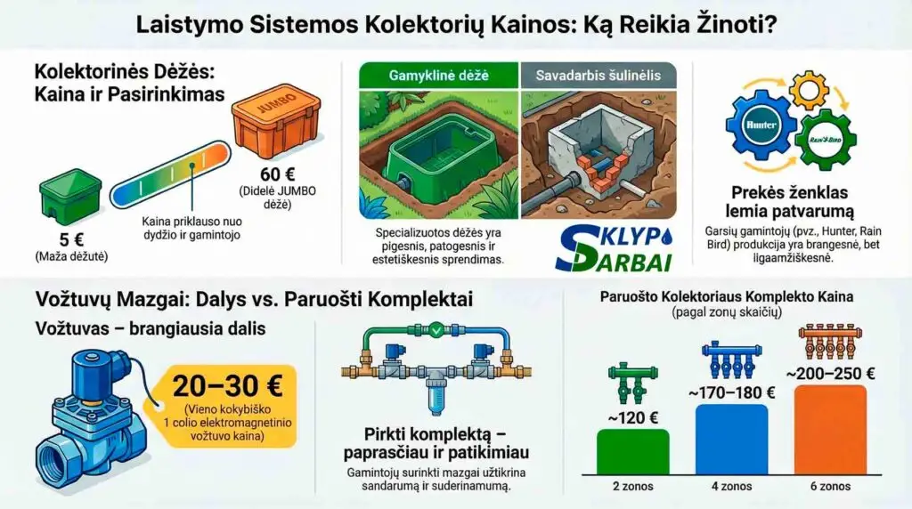 Kolektorinių dėžių ir kolektorių kainos