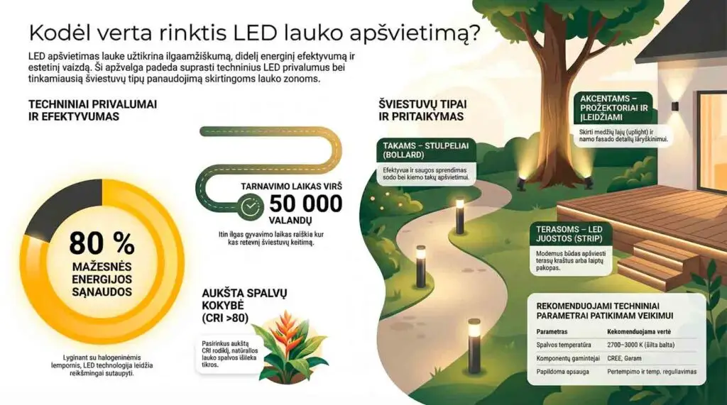 KODĖL PASIRINKTI LED ŠVIESTUVUS LAUKO APŠVIETIMUI?